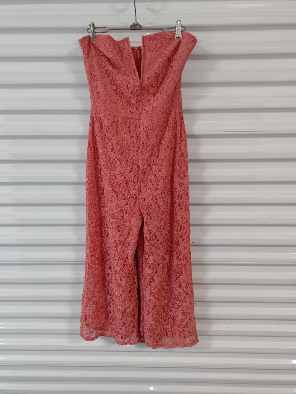 Charlotte Russe Strapless Jacquard Jumpsuit Size M in Apricot/Pink NWT